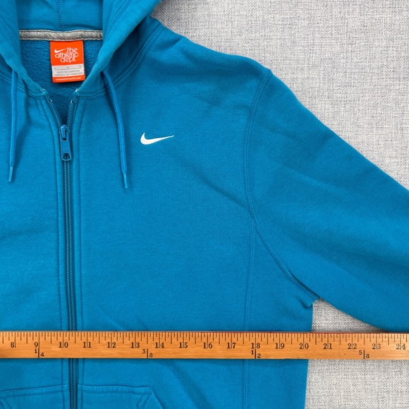 Nike Athletic Dept Full Zip Hoodie Men Large Teal Blue Swoosh Athleisure Fleece - Picture 6 of 11